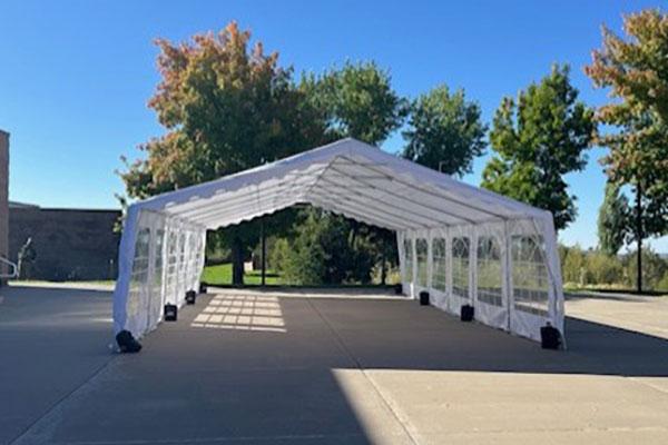 Alumninum tent that can be used for events.